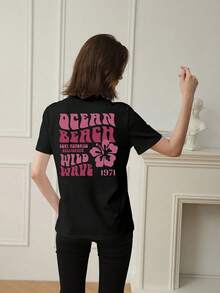 Clothing 2025 - Girls' Loose-Fitting Short-Sleeved Shirt, Medium To Large Size, Men's Summer Outfit - Black - View 2