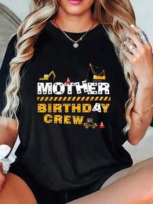 1 Piece T-Shirt For Mother's Day, Mother's Birthday, Family Birthday Party, Summer T-Shirt, Short Sleeve, Round Neck, Casual Style For Summer And Spring, Women's Clothing, 180g 100% Cotton - 黑色 - 查看 6