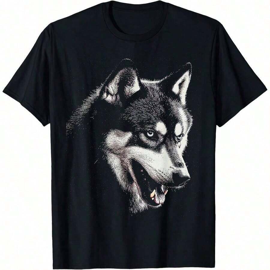 1 Piece Of Vintage Schnauzer Print T-Shirt For All Seasons, 100% Cotton, Single-Sided Print, Round Neck, Short Sleeve, Unisex, Base Layer, 180g Cotton. - 顏色 10 - 查看 1