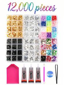 27,000-30,000pcs 3-6mm Mixed Pearl & Rhinestone, Suitable For Decorative Tools, Jelly Resin Gems, DIY Jewelry Crafts, Flat Resin Rhinestones For DIY, Cups, Shoes - 3mm-6mm - View 10