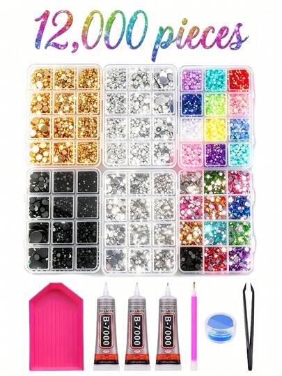 27.000-30.000 Stücke 3-6mm gemischte Perlen & Strass, geeignet für Dekorationsartikel, Gelharze, DIY Schmuckherstellung, flache Harzstrass für DIY, Tassen, Schuhe