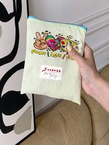Sac cosmétique portable imprimé avec motif Paix Amour Art, organisateur de maquillage, trousse de premiers soins, porte-monnaie, convient pour un usage quotidien/extérieur/voyage, organisateur de cosmétiques de voyage, rangement pour médicaments, cosmétiques, téléphones et autres petits articles, accessoire de voyage, cadeau de Noël, sac cadeau personnalisé, petit échange de cadeaux, décoration de chambre - Multicolore - Voir 2