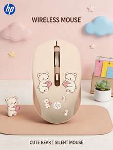 Chuột không dây HP 2.4GHz (kèm đầu thu USB), thiết kế hình gấu dễ thương, thích hợp làm quà tặng và sử dụng trong văn phòng. - Xem 2