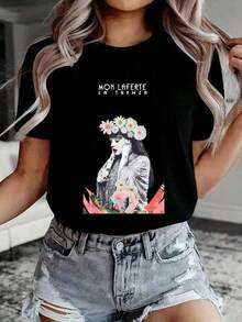 Women's Graphic T-Shirt | Mon Laferte Braid Design | 100% Cotton Fabric | Soft And Comfortable | Perfect For Casual Wear And Gifts | White Crew Neck T-Shirt | Made And Shipped In Mexico | Unisex Style
Spacious - 黑色 - 查看 2