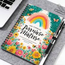 1 Cuaderno espiral con diseño floral arcoíris artístico, 100 páginas (50 hojas). Un compañero útil para el trabajo, el estudio, la planificación diaria y la escritura. Un regalo de graduación o cumpleaños pensativo, que agrega un toque vibrante a tu vida, ya sea para tomar notas o para escribir libremente. - C - Ver 2