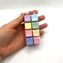 1 pieza Llavero antiestrés estilo teclado 4 en 1 con clip portátil, colgante lindo y curativo para llaves/bolso - colores mezclados - Ver 3