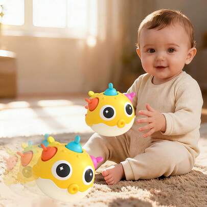 Baby Grasping Practice Toys, Sensory Puffer Fish Baby Toy, Fine Motor Development Toy Game For Boy/Girl Toys Learning Play, Makes A Ringing Sound When Shaken. Christmas Halloween Birthday Gift