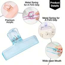 8pcs Acrylic Chip Clips , Transparent Airtight Bag Clips For Food Storage, Reusable Kitchen Clips For Snack Bags Potato Chips Cereal, 8 Colors Available - Random Color - View 4