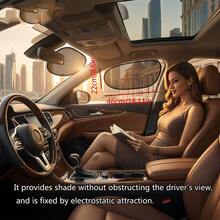 Car Windshield Side Window Sunshades - Electrostatic Adsorption Dark Transparent Film, Suitable For Low-Angle Sunlight, UV Protection, Heat Dissipation, Easy Installation And Removal Sun Visors, For Driver And Passengers, 2pcs Set - Multicolor - View 8