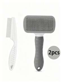 2pcs Pet Grooming Brush Set, Pet Deshedding Brush, Flea And Undercoat Remover, Easy One-Click Deshedding Tool For Dogs And Cats, Pet Brush - Multicolor - View 7