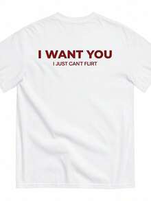 I Want You, But You Can't Flirt - Shirt | Casual Crew Neck, Slightly Stretchy Fabric, Regular Fit, Funny Quote Printed For Him And, All Seasons, Men's Summer Outfit. - White - View 7
