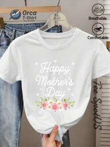 Camiseta de Verano Premium Estampada para Mujer, Marca Orca, 100% Algodón - Camiseta de Manga Corta con Estampado Floral para el Día de la Madre, Estilo Fresco y Suave, Cuello Redondo Vintage, Estilo Holgado, Ropa Elegante y Versátil para Mujer, Primavera/Verano 2026, Disponible en Tallas S-XXL. - Albaricoque - Ver 11