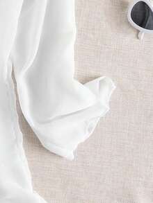 Swim Basics Kimono de gasa transparente de verano con abertura frontal - Blanco - Ver 5