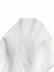 Camiseta de manga corta con parche de encaje en color liso, versátil y casual - Blanco - Ver 5