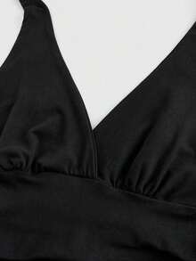 Grunge Punk Top de tirantes con cuello halter con estampado de leopardo Y2K para mujer - Negro - Ver 3