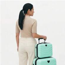 W WINGS مجموعة أمتعة عائلية كبيرة أو حقيبة سفر 14 بوصة 16 18 20 24 28 بوصة ABS+ | قفل مركب، مقبض تلسكوبي، جودة عالية، عجلات دوارة 360° - رمادي - مشاهدة 10