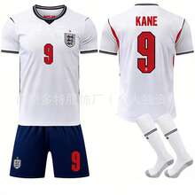 Conjunto de equipo de fútbol con jersey blanco de local de Inglaterra número 10 Bellingham, número 7 Saka, número 9 Kane y pantalones azules - Calcetines sin talla - Ver 8
