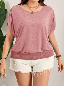 Camiseta de Pascua colorida talla grande, camiseta casual de cuello redondo holgada con cintura, vacaciones, ropa casual de verano para mujeres talla grande, Día de San Valentín, Día de San Valentín talla grande, festival de verano para mujeres - Rosa vieja - Ver 4