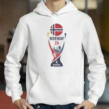 [24h Versand aus DE/FR/ES]Unisex T-Shirt aus 100% reiner Baumwolle mit animiertem Weltturnier-Trophäen-Design, Norwegen-Flaggenfarben, Fußball-Grafik, Fußball-inspiriertes Geschenk für Fans, Unisex T-Shirt - 1-teiliges Kurzarmhemd aus reiner Baumwolle - Übersicht 5