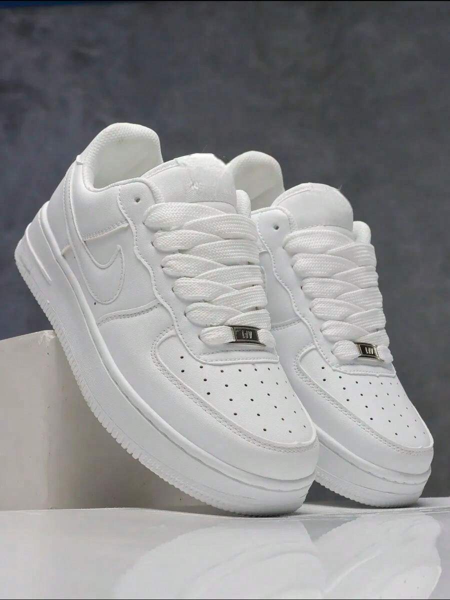 Mid Sneakers, Classic Streetwear Style, Unisex - White - View 1