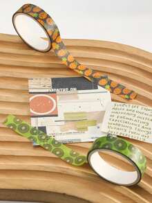 Set de 5 rollos/caja de cinta washi deliciosa con temática de frutas, diseños de estampados de diferentes frutas, cinta decorativa adecuada para hacer diarios DIY, scrapbooks, tarjetas y decoración de cajas de regalo - Multicolor - Ver 10
