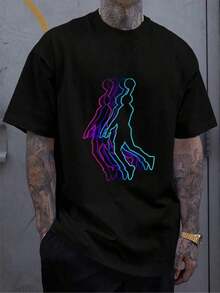 ‌ Camiseta de Manga Corta Holgada Casual Versátil con Estampado de Baloncesto Divertido, Ideal para Vacaciones, Trabajo y Uso Diario100% Cotton - Negro 13 - Ver 3