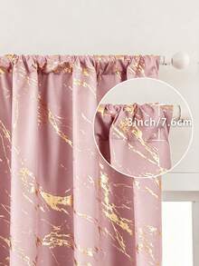 1/2 rèm cửa chống nắng in họa tiết vàng/rèm cửa in họa tiết vân đá cẩm thạch vàng, thiết kế túi luồn thanh treo rèm, lớp lót chống nắng, bảo vệ sự riêng tư, rèm cửa nhẹ, cản sáng 100% cho phòng khách, phòng ngủ, phòng học. - Hồng - Xem 4