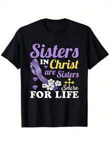 Hermanas Mexicanas en Cristo son Hermanas de por Vida - Camiseta de Fe Cristiana para Mujer, Camiseta con Gráficos Religiosos, Uso Diario Casual, Manga Corta, Prenda Distintiva, Cuello Redondo Casual, Camiseta para Uso Diario, Regalo para Papá, Mismo Estilo para Hombres y Mujeres, Verano 2026, Camiseta de Manga Corta de Algodón, Moda Verano - Negro - Ver 1