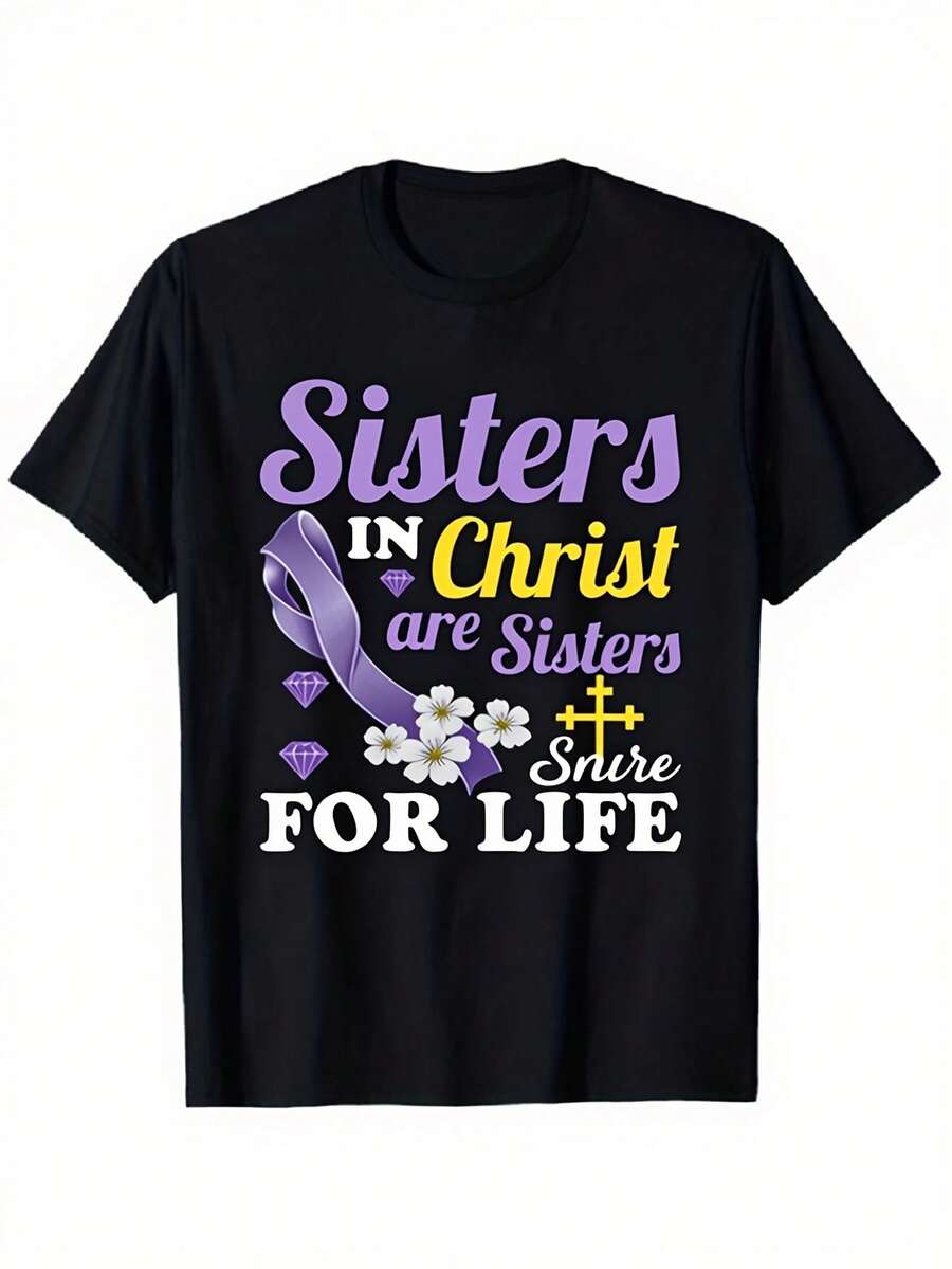 Hermanas Mexicanas en Cristo son Hermanas de por Vida - Camiseta de Fe Cristiana para Mujer, Camiseta con Gráficos Religiosos, Uso Diario Casual, Manga Corta, Prenda Distintiva, Cuello Redondo Casual, Camiseta para Uso Diario, Regalo para Papá, Mismo Estilo para Hombres y Mujeres, Verano 2026, Camiseta de Manga Corta de Algodón, Moda Verano - Negro - Ver 1