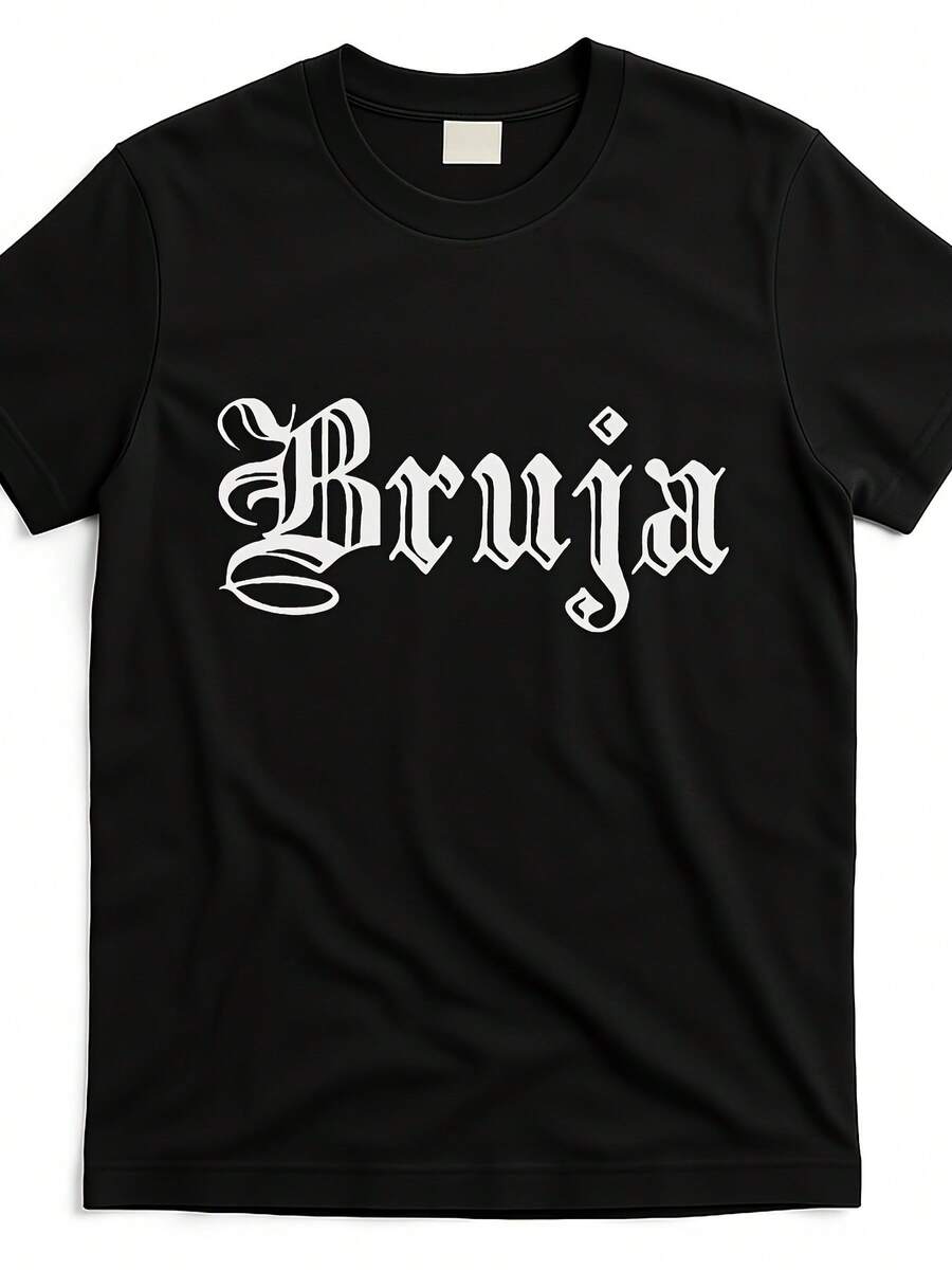 Gothic T-Shirt - Mexican Day Of The Dead Theme - Quick-Drying Cotton Short-Sleeve T-Shirt - Black Background With White Lettering - Unisex Crew Neck T-Shirt, Suitable For Everyday And Festive Wear On Halloween And Day Of The Dead - Machine Washable, Latin Culture Gift, Vintage Design, Durable Material, A Must-Have For Festivalgoers - Basic And Versatile. - 黑色 - 查看 1