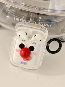 Ốp tai nghe chống rơi hình mặt hề mũi đỏ 3D trong suốt, tương thích với tai nghe Bluetooth Apple 1/2/3/4, Pro/Pro2/Pro3. - Nhiều màu - Xem 6