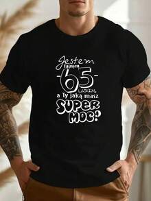 Men's Plus Size T-Shirt With Crinkle Print And Fun Design - Black - View 6