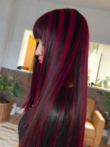 5/1 pieza Pinzas para el cabello color burdeos, extensiones de cabello para mujeres, pelucas de fibra sintética adecuadas para varios peinados sin teñir en salón, adecuadas para ocasiones diarias y de fiesta - Varios estilos - Ver 7