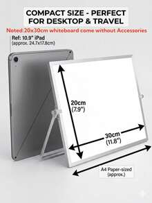 Dry Erase Whiteboard, 16"X12" Deluxe Set & 20x30cm Basic Set (Accessories Not Included), Double-Sided Magnetic Whiteboard, Small Whiteboard With Stand, Drawing Memo List Wall-Mounted School Whiteboard Rack - Silver - View 2