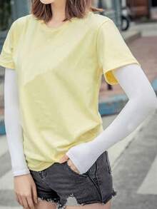 1/5/10件装 男女通用纯色直筒袖套，防紫外线驾驶户外骑行袖套 - 多色 - 查看 5