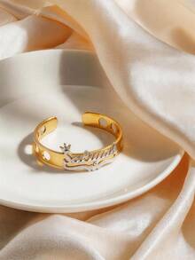 Vòng tay hở khắc tên và hình vương miện theo yêu cầu, quà tặng Ngày của Mẹ, Ngày Valentine, Sinh nhật, Kỷ niệm, Tốt nghiệp, Giáng sinh, quà tặng cao cấp cho bạn bè, bạn học, gia đình. - phong cách 1 - Xem 5
