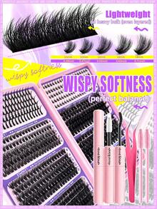 Eimny Set de 800 piezas de pestañas postizas con rizo D de longitudes mixtas (incluye inferior/puntiaguda/40D/60D/80D/100D/110/120), kit de pestañas falsas suaves y cómodas de larga duración con pegamento y aplicador, adecuado para principiantes y profesionales, fácil de hacer en casa, ideal para maquillaje diario - Multicolor - Ver 5