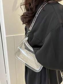 XD 透明肩背包，專為演唱會設計，適合PVC托盤包，適用於海灘和夏季購物。適合青少年女孩、大學生、新婚夫婦、白領職員等。非常適合辦公室、學校、工作、戶外活動、旅行和其他場合。 - 彩色 - 查看 5