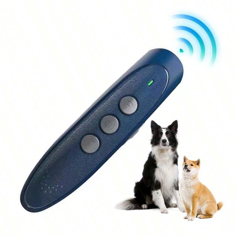 Máy đuổi chó bằng sóng siêu âm có thể sạc lại, có đèn LED báo hiệu, điều khiển từ xa, thiết bị huấn luyện chó cầm tay. - Xanh đậm - Xem 1