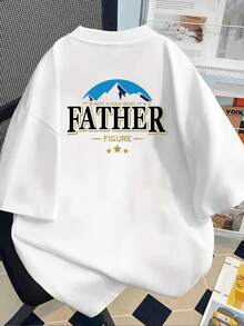 New 180g Short-Sleeved T-Shirt, 1% Cotton, With Front And Back Prints - Humorous Dad Design T-Shirt - Fashionable Printed T-Shirt For Women, Short-Sleeved, Suitable For All Seasons,  Clothing - Can Be Worn As A Base Layer In Spring And Autumn Or Alone In Summer, Unisex. - 白色 - 查看 2