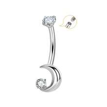 1pc Titanium High Quality Belly Button Rings, Internally Threaded Belly Ring, Round CZ, Moon, Flower Navel Rings For Women Men 10mm,For Gift - Multicolor - View 10