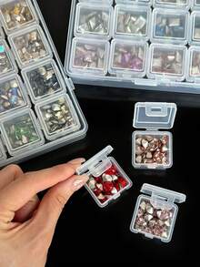 14PCS/17PCS/29PCS Large Capacity Detachable Storage Box, Portable Makeup Organizer Box For Nail Accessories, Rhinestones, Jewelry Parts And Decorations - Clear - View 2