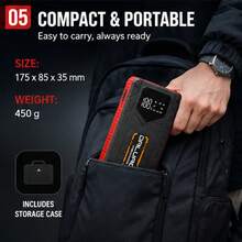 Esta fuente de alimentación de emergencia para automóviles de 12000 A con pantalla digital, 150 psi, carga USB y diseño portátil de bolsillo es ideal para la carga de emergencia de camiones, automóviles, vehículos modificados, SUV, vehículos todoterreno y otros vehículos. Una excelente opción para regalar en el Día del Padre. - T47A - Ver 6