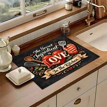 1pc Kitchen Pattern Printed Absorbent Dish Drying Mat, Espresso Machine Countertop Absorbent Mat, Sink Drain Mat, Soft Faucet Absorbent Mat, Sink Cup Mat, Kitchen & Bathroom Accessories - Multicolor - View 4