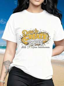 Soft, 100% Cotton Women's T-Shirt With A Crew Neck, Short Sleeves, And A Printed Design. This Casual Urban Style T-Shirt Features A Bold And Original Graphic Design, Perfect For Summer Beachwear And As A Gift For Creative Artists And Art Lovers. It's Also Suitable For Christmas Parties, Sports Activities, Holiday Parties, Outings, And Other Festive Occasions (220g). This Breathable Cotton T-Shirt Is Versatile And Easy To Pair With Any Outfit. - 白色 - 查看 6