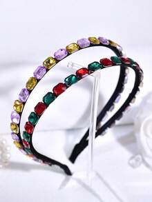 1pc Silver Women's Headpiece,Rhinestone Headband,Luxury Headband,Bridal Headpiece,Wedding Hair Accessories,Women's Accessories,Summer Hair Accessories - Multicolor - View 3