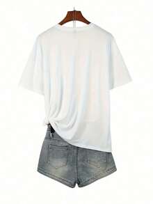 1 Piece Fashion Casual T-Shirt For Men And Women, Short Sleeve With Easter Letter Print And Round Neck UC3W. Versatile, Easy To Match, Suitable For Daily Wear, Urban Style, Holiday Wear, Weekend Wear. - 白色的 - 查看 2