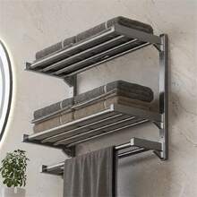 1pc Musurjoy Stainless Steel Towel Rack, Casual Style Wall-Mounted, Multi-Layer Design, No Drilling Installation, Strong Load-Bearing Capacity, Suitable For Bathroom Kitchen Storage, Applicable To Various Wall Surfaces, Towel Rack - Multicolor - View 6