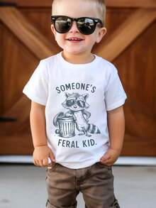 Camiseta de manga corta con cuello redondo y estampado gráfico de mapache travieso con gafas de sol y la frase "Someone's  Kid" de  para niños. Camiseta de animales para niños, camiseta gráfica linda, camiseta gris. Playeras de hombre de algodón, playeras de hombre, jersey, , , Twice, , playeras para mujer, camisetas de mujer de algodón. - Blanco - Ver 8