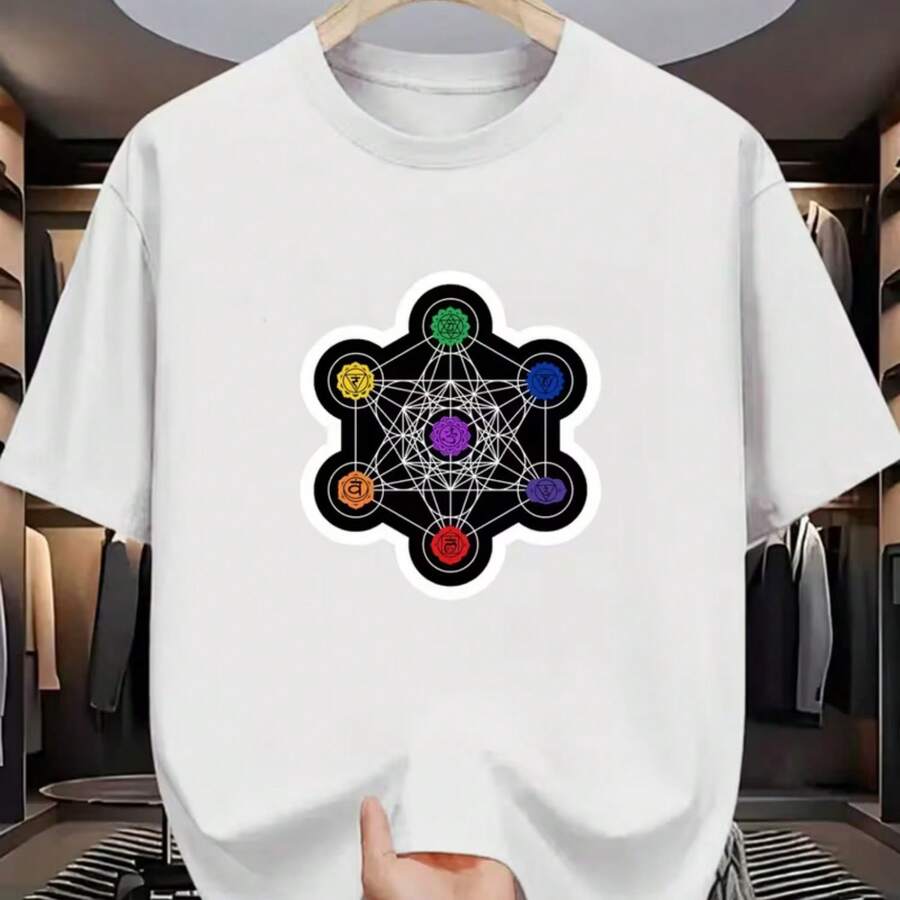 Printed T-Shirt For Men And Women - 白色 - 查看 1